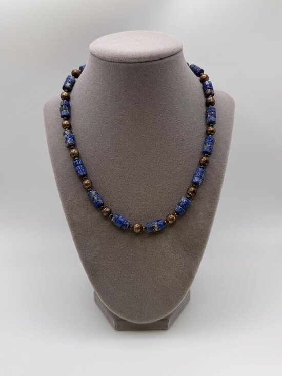 Jewelry - Vintage Lapis Lazuli Sterling Silver Necklace 925 Bench Beads 8mm Southwest Styl